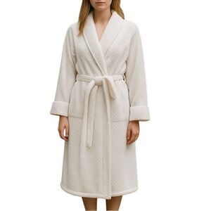 Suimo Women’s Cozy Belted White Wrap Robe NWT Size Medium